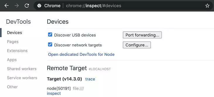 Running about:inspect In Chrome