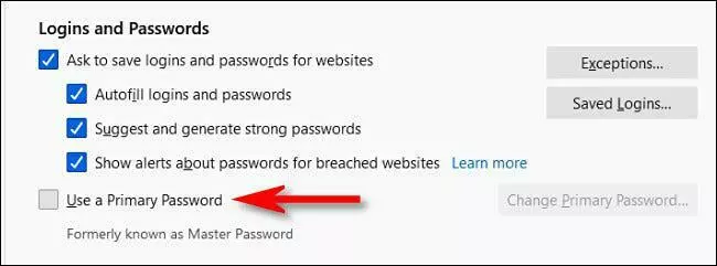 Click "Use a Primary Password."